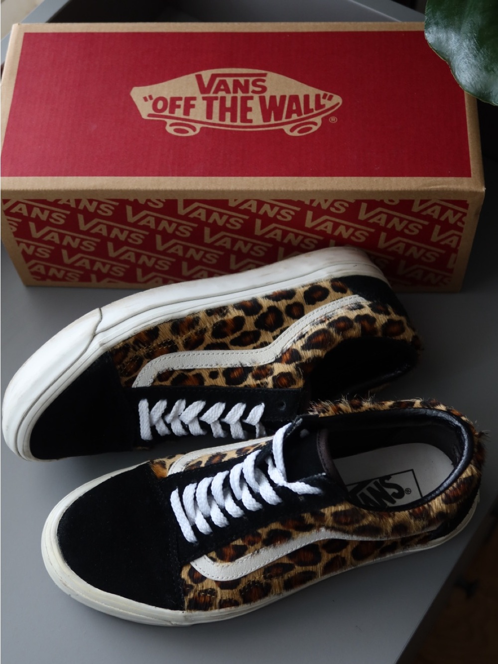 Vans Old Skool Leopard Print Sneakers - Black & White w/Box